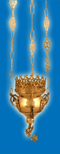 Metal Oil Candle Hanging Byzantine Eagle Gold Plated